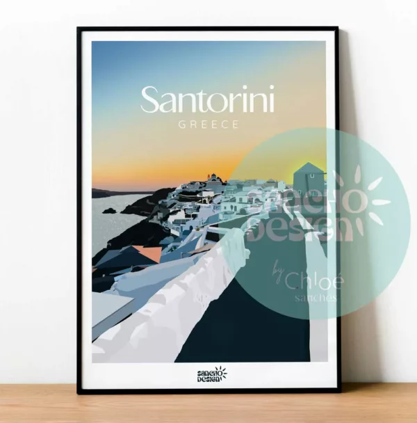 Affiche de Santorin en Grèce - Affiche de ville